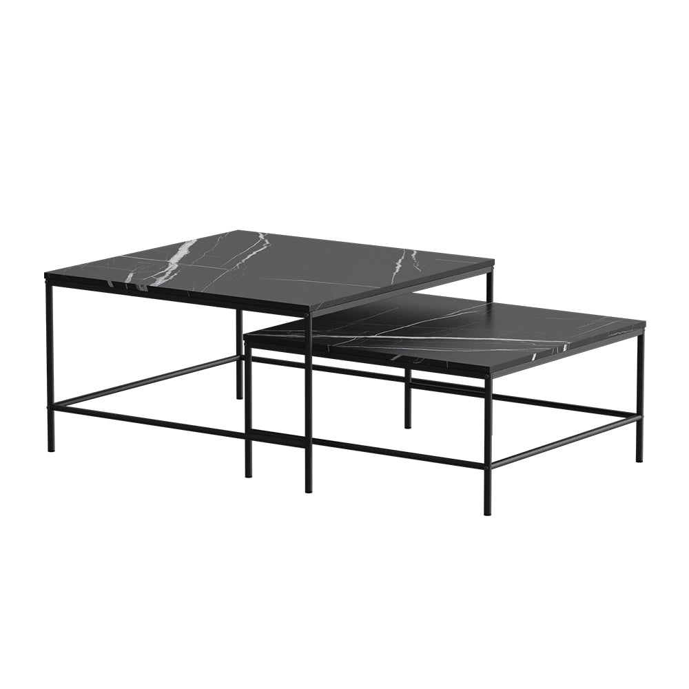 Vicco Tavolino da divano Nero 80 x 80 cm 2 parti