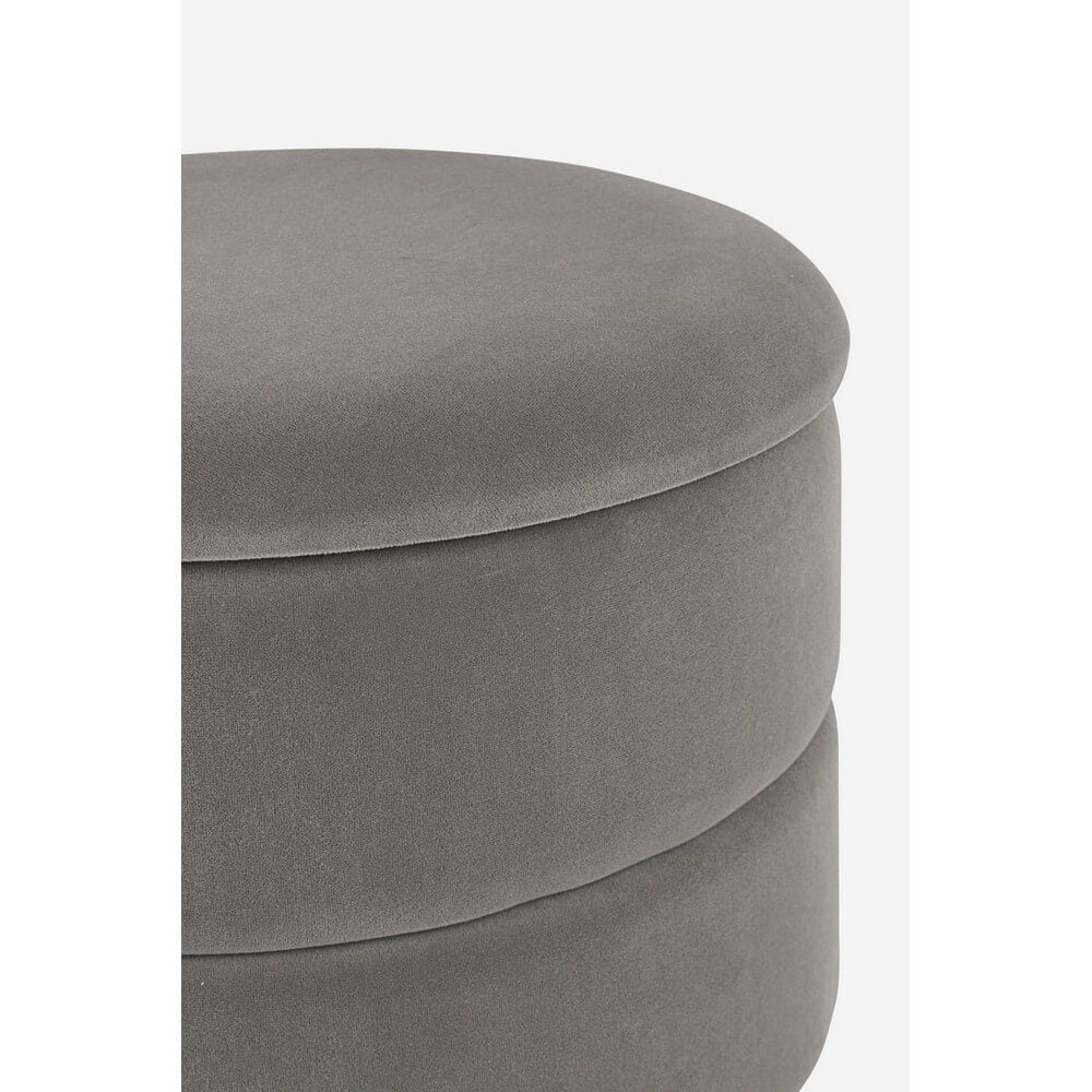 Pouf Contenitore Rotondo in Velluto con Base Dorata - SERENA
