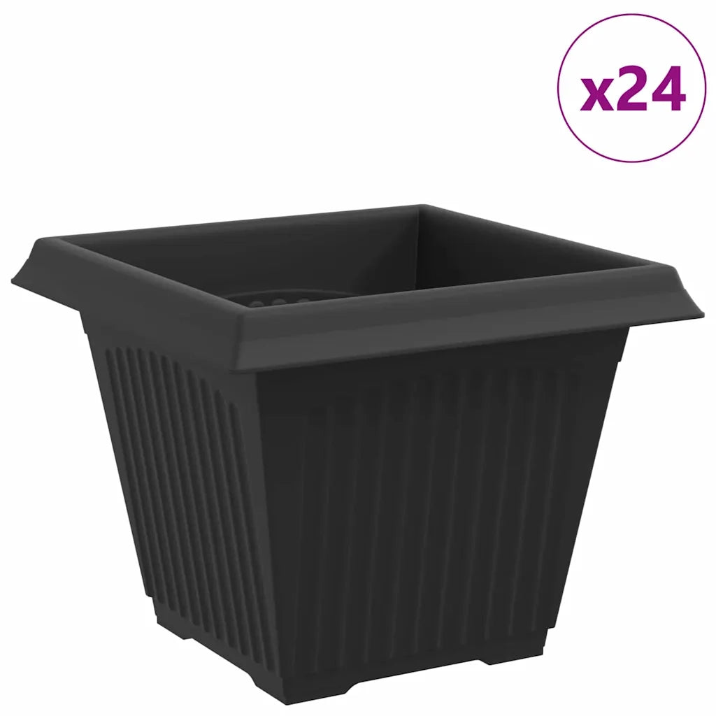 Vaso quadrato per fiori 24 pcs Nero 38 x 38 x 30 cm Plastica