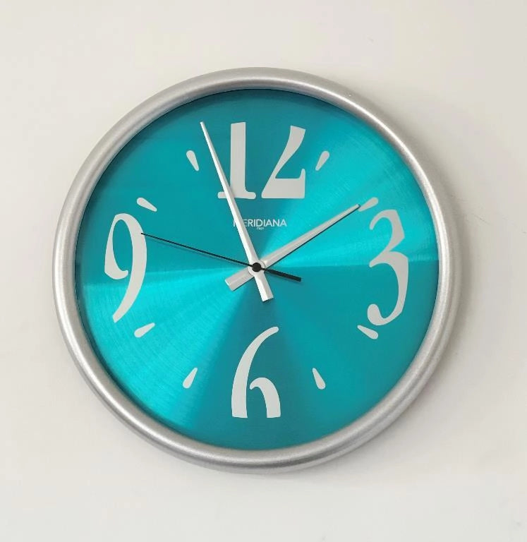 Orologio da Parete in Abs Milleluci Silver e Celeste 31 cm