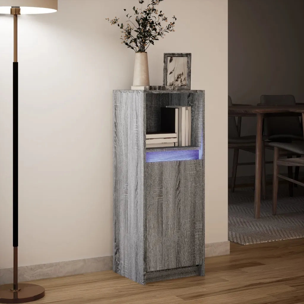 Credenza con LED-Buffet-Armadio da cucina Grigio Sonoma 38x34x100cm in Legno Multistrato