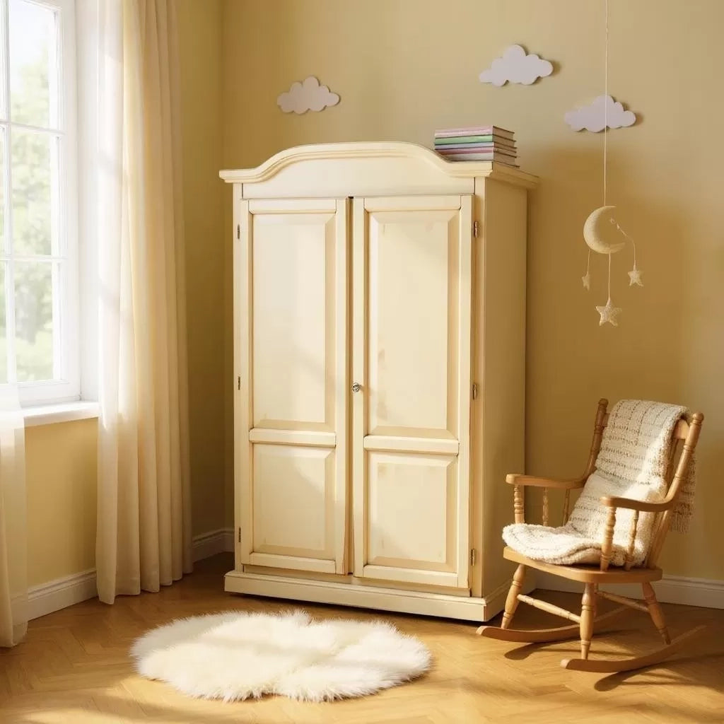 Armadio 2 ante legno shabby avorio anticato 107x55x197h - Mobili 2G