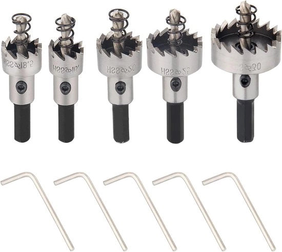 Set di Forbici e Trapano HSS - 5 pezzi - 16-30mm - Acciaio Inox - Kit di Attrezzi