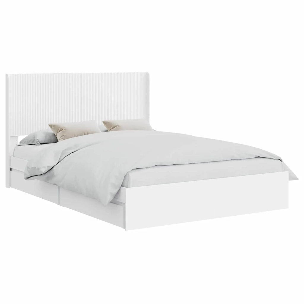 Struttura del letto con stoccaggio e testata-Giroletto con contenitore Bianco 131853