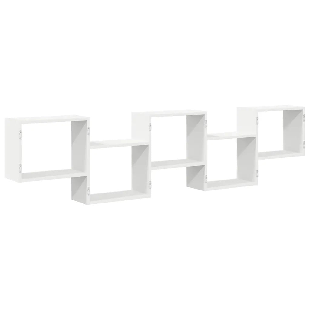 Mensola a Cubo da Parete 5 Scomparti Legno Multistrato Bianco