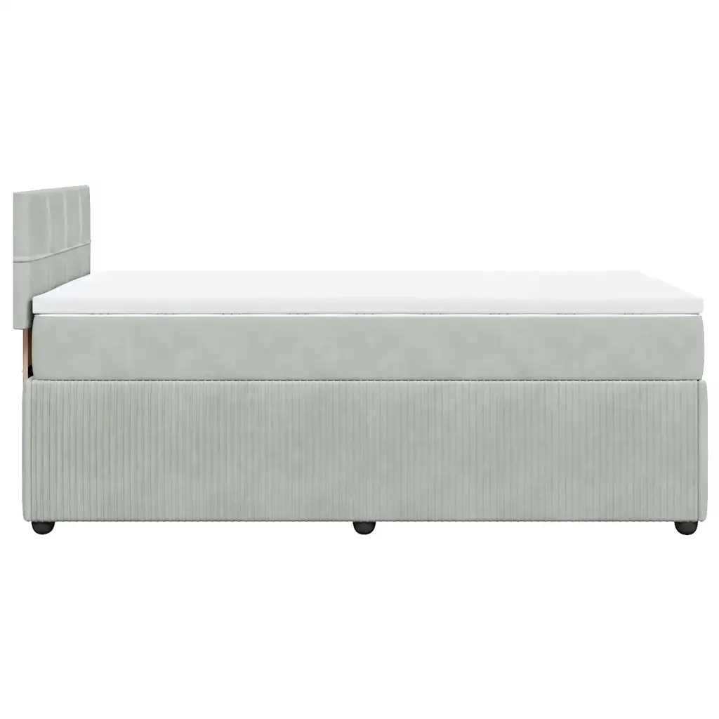 Giroletto a Molle con Materasso Grigio Chiaro 90x200 cm Velluto