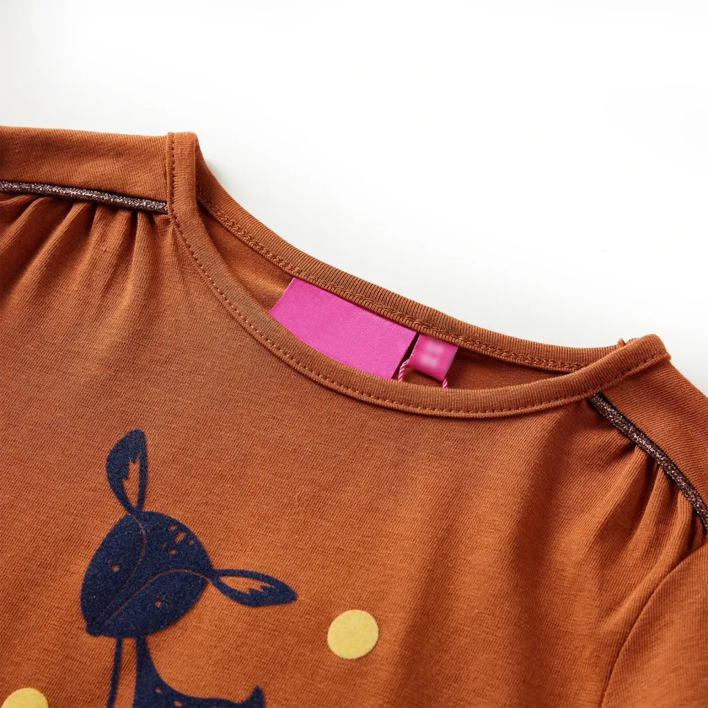 Maglietta da Bambina a Maniche Lunghe Cognac 104 13525