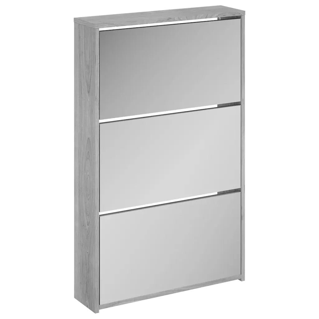 Scarpiera con Specchio a 3 Livelli Grigio sonoma 63x17x102,5 cm 342639