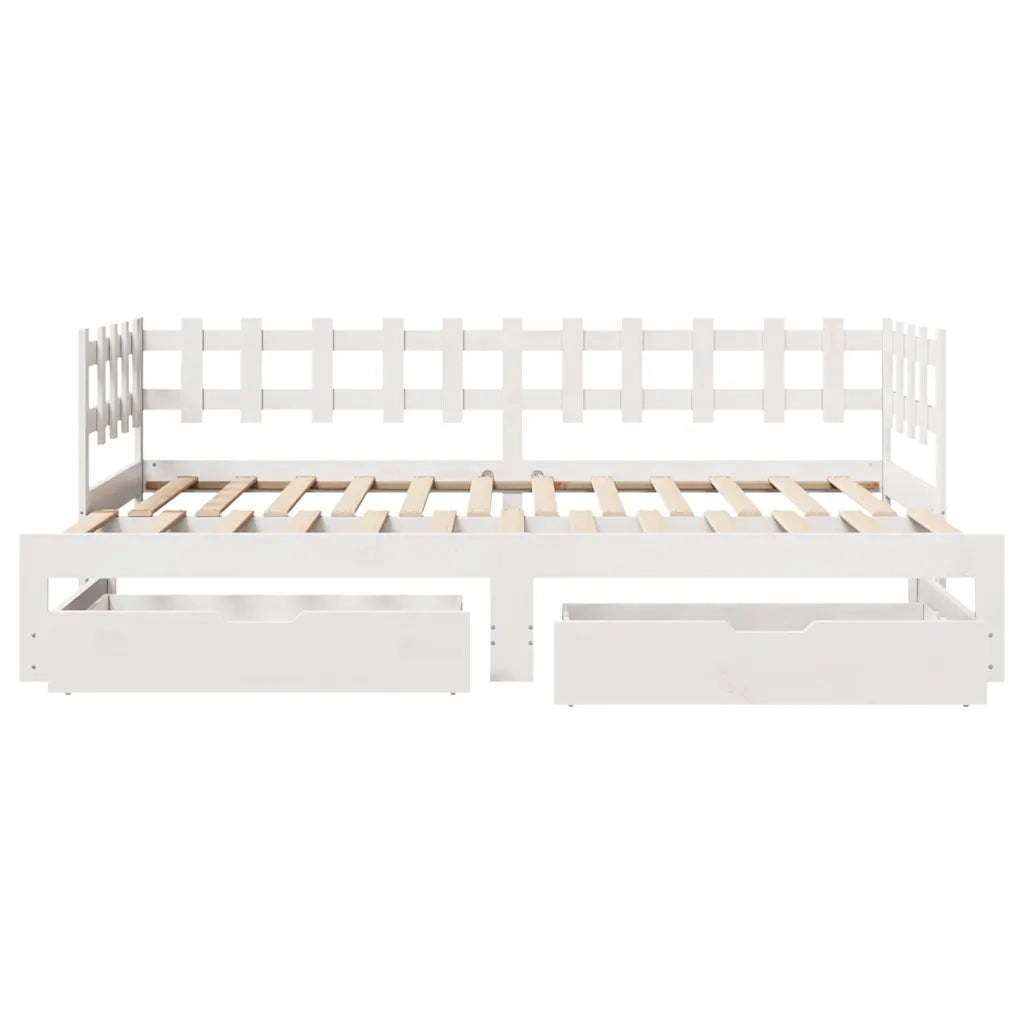 Letto Estraibile con Cassetti senza Materasso Bianco 90x200 cm