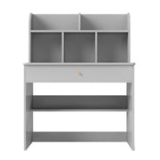 Scrivania in legno per bambini con mensola e cassetto spazio di stoccaggio, Tavolo da scrittura per lettura 80x48x102cm Grigio chiaro