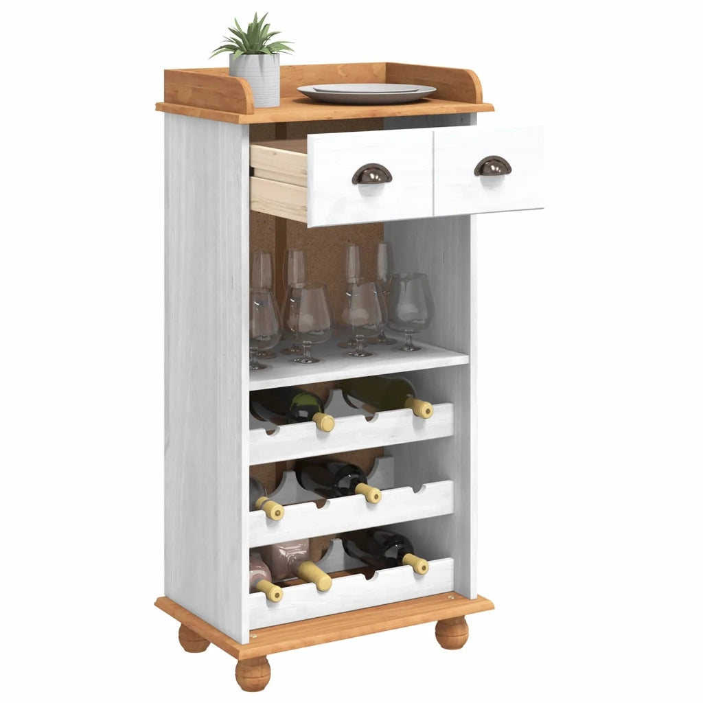 Mobile per vino ASKIM Bianco con Top al Miele 57 x 37 x 114 cm 4105444