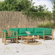 Set Salotto da Giardino 7pz con Cuscini Verdi BambÃ¹cod mxl 100276