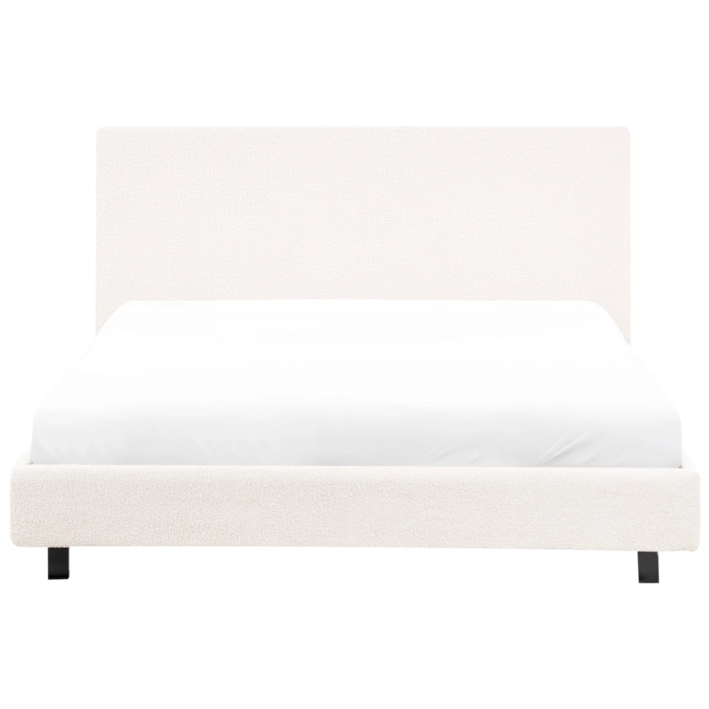 Letto ad acqua bouclé bianco sporco 140 x 200 cm con materasso poggiatesta Design moderno