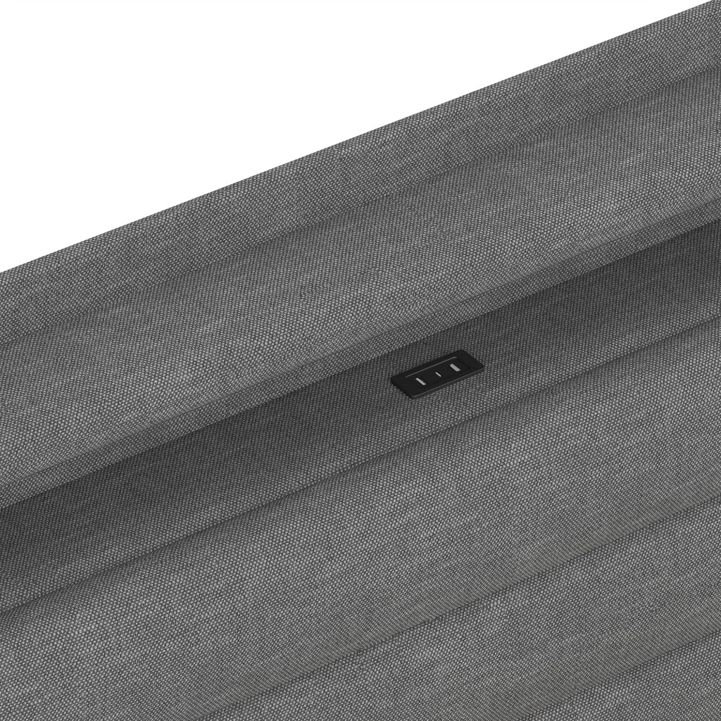 DESMIU Lit 90 × 200 cm con LED, USB, Type-C, vano idraulico, senza materasso, in lino, grigio