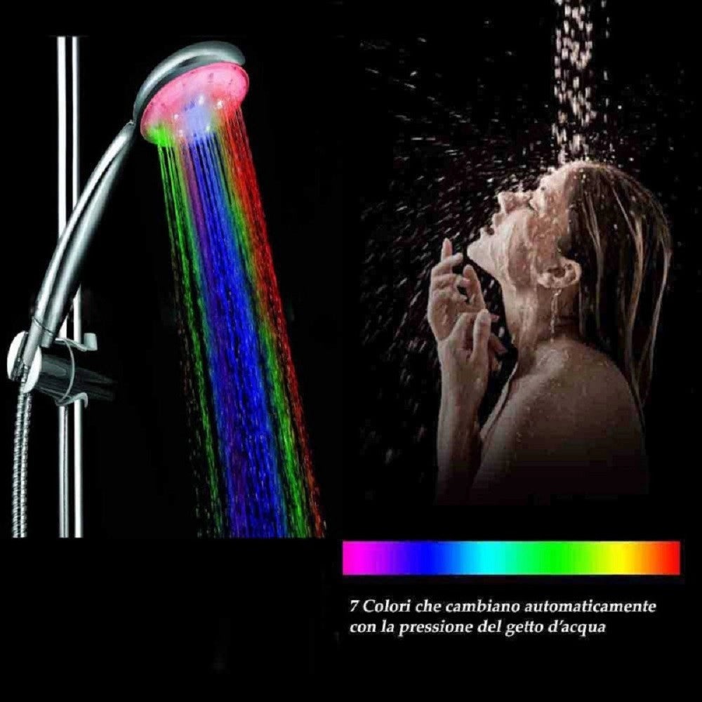 Trade Shop - Soffione Led Rgb Doccetta A Telefono 25 Cm Cromoterapia Doccia Emozionale 79899 -