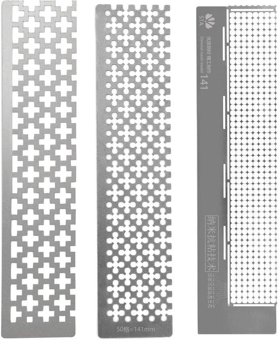 Schildergereedschap a diamanti 3 pezzi, set di strumenti per disegno a diamanti Mesh Liniaal, 250 fori 408 fori, 5D schilderliniaal a diamanti per cerchi e quadrati