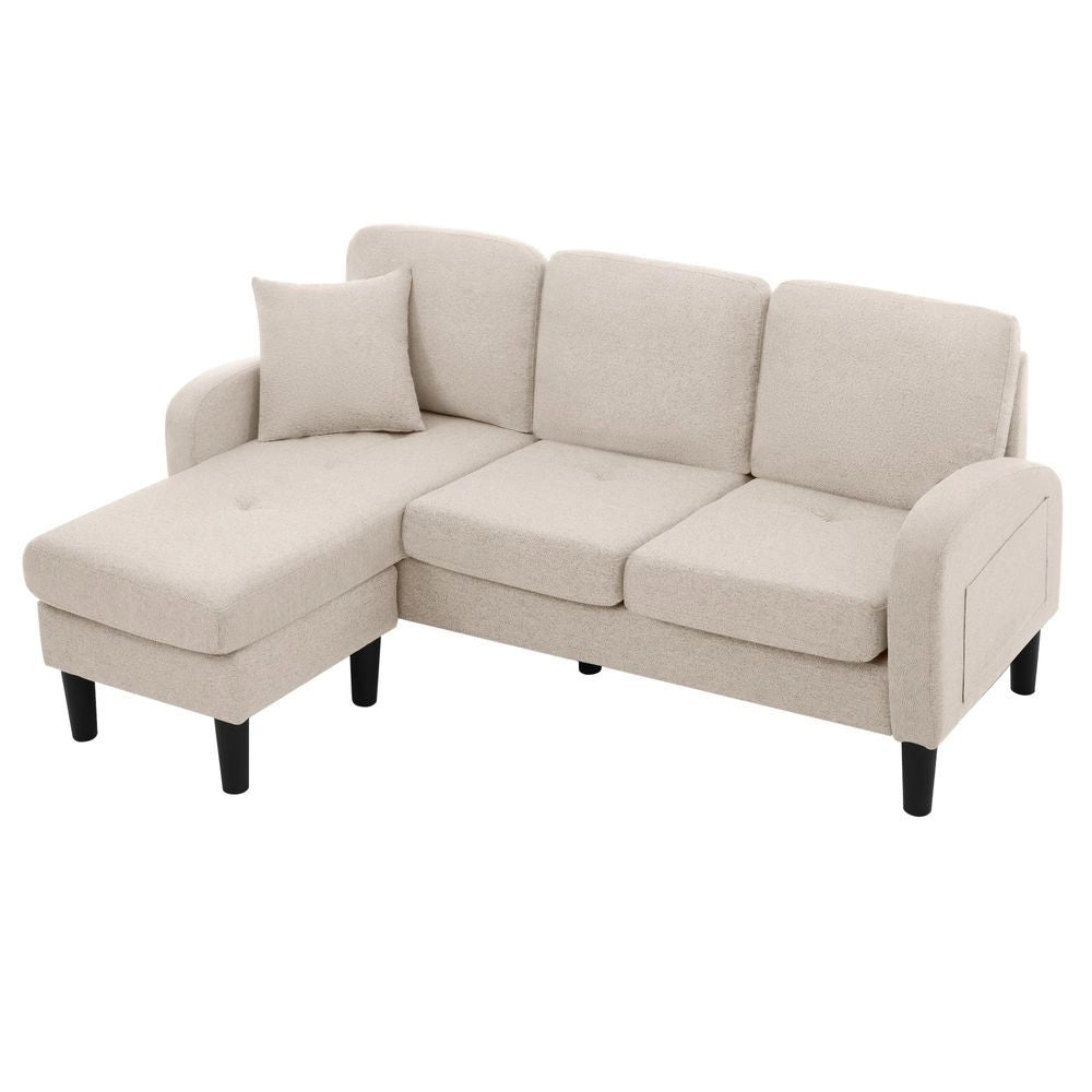 Divano angolare 3 posti - Xylo - 166x118x77cm Tessuto di cotone traspirante Beige