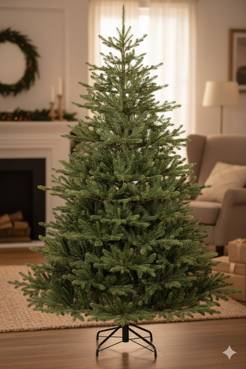 Albero di Natale Artificiale Realistico 210 cm 1170 rami Montaggio a Ombrello Verde