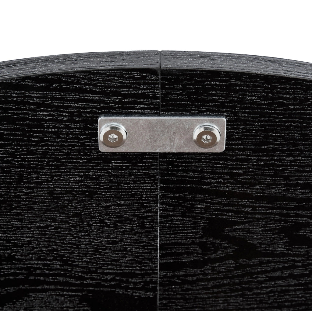Tavolo da pranzo rotondo ULEVR ?100 cm con vani aperti, MDF noce e nero, altezza 76 cm