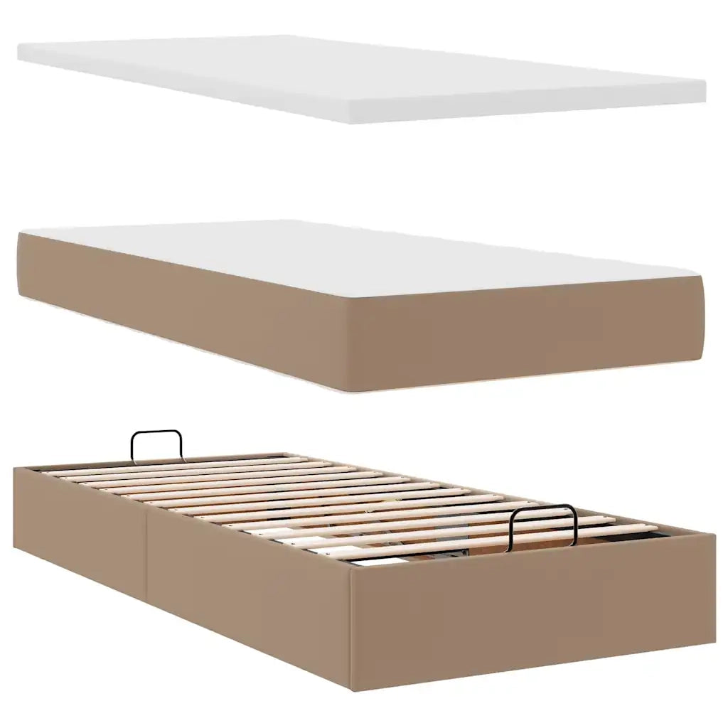 Letto Pouf con Materasso Cappucino 80x200 cm Similpelle 3312975