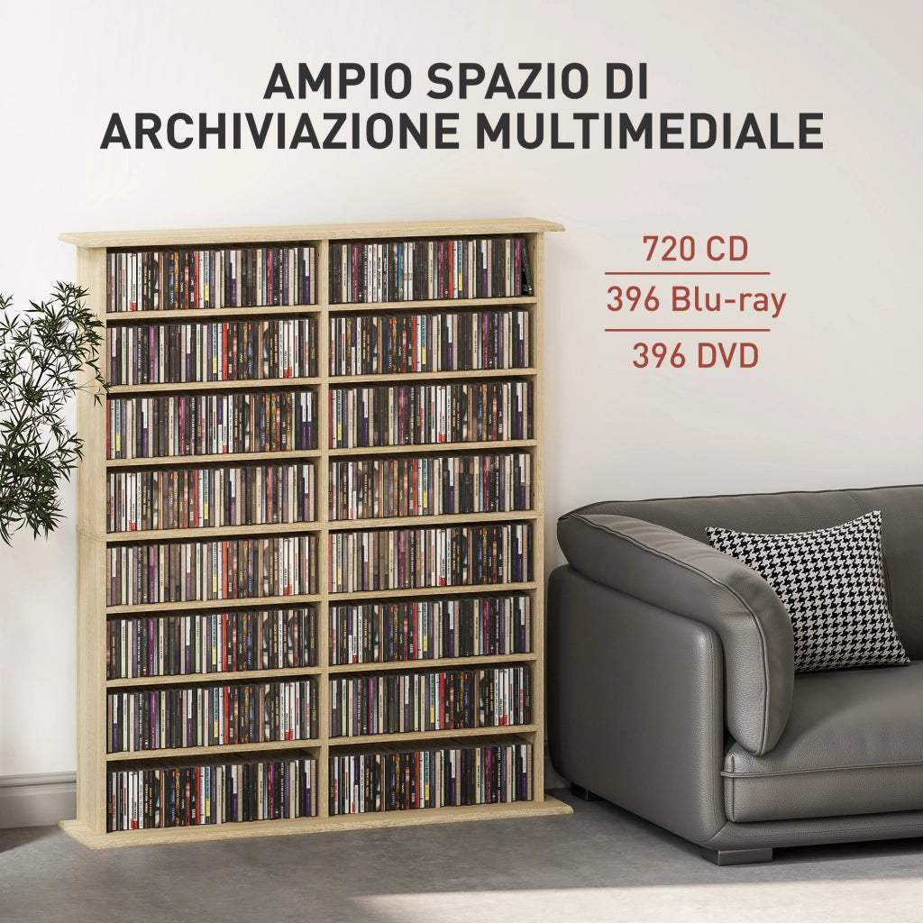 Libreria CD 16 Ripiani Moderna in Legno ¨C zephmum ¨C Naturale 106.5x24x126.3 cm
