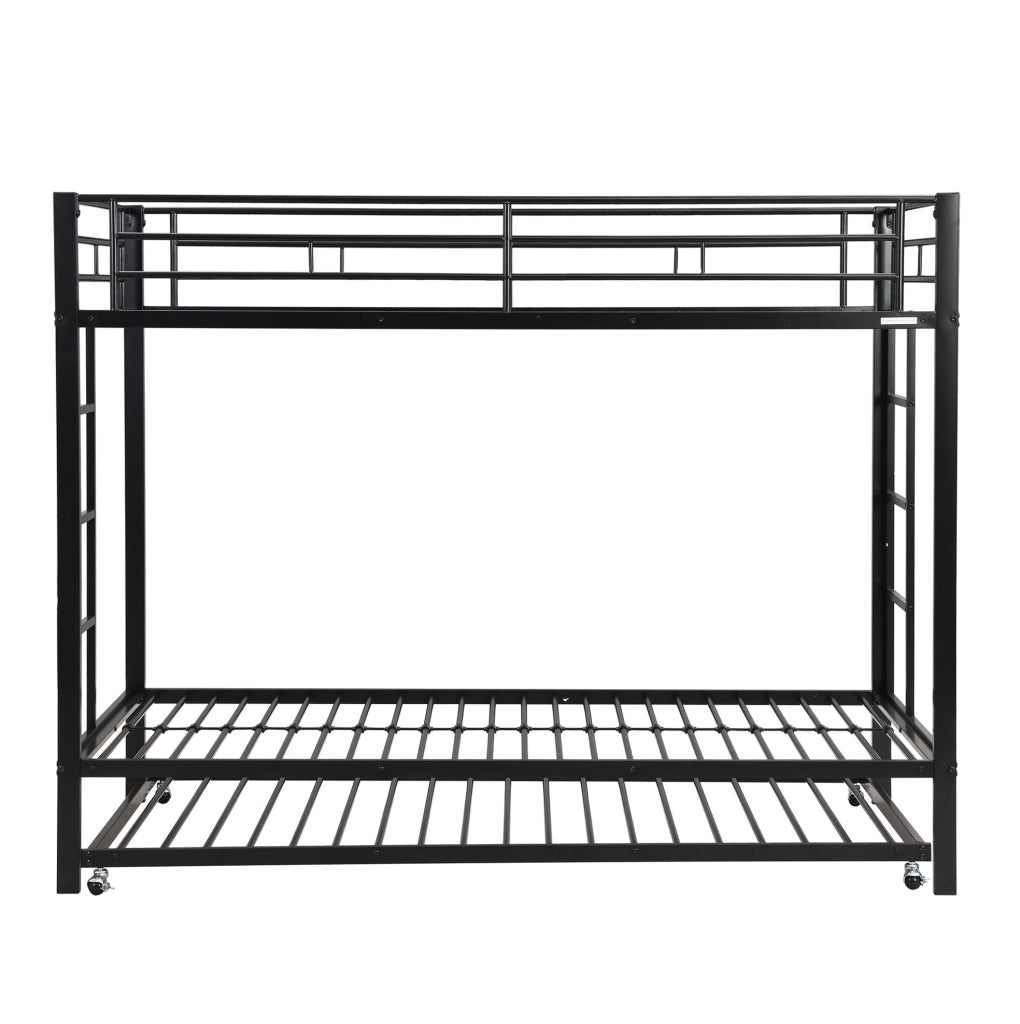Letto a castello in metallo 90x200 cm con letto estraibile; nero