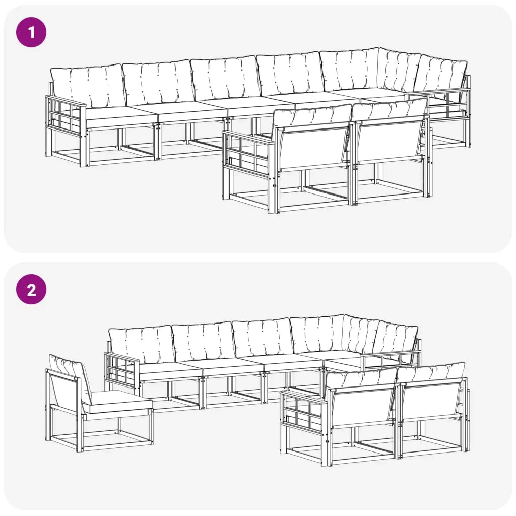 Set di divani da esterno 8 pz Bianco e Nero 3388810