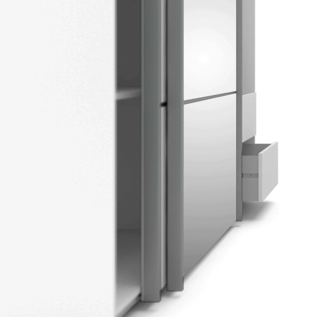 Guardaroba 2 ante Angri, Mobile camera da letto, Cabina armadio portabiti, Armadio appendiabiti, 182x64 h202 cm, Bianco
