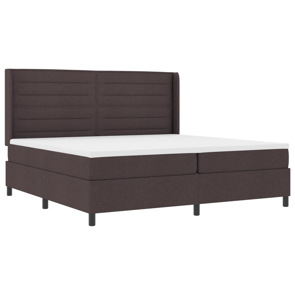 Letto Box Spring con Materasso e LED Marrone Scuro 200x200 cm Tessuto