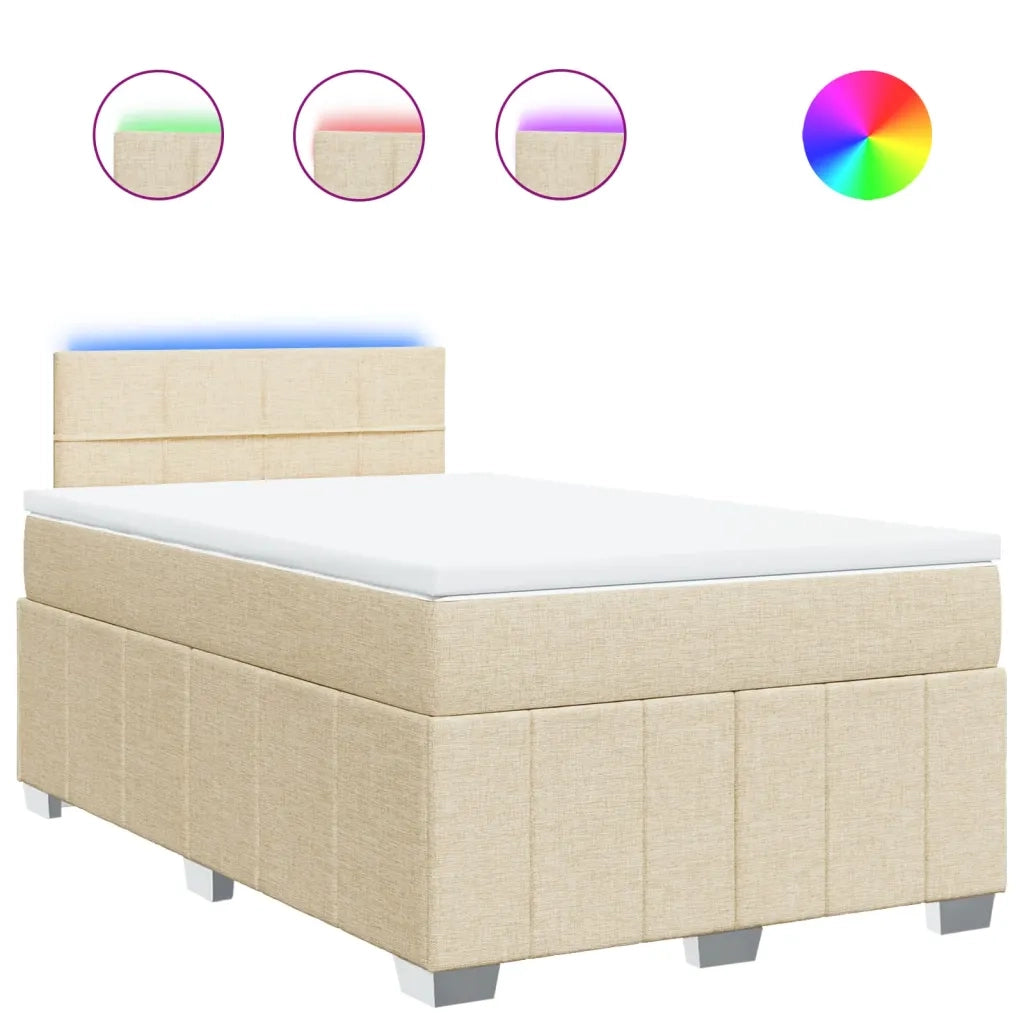 vidaXL Giroletto a Molle con Materasso Crema 120x200 cm in Tessuto