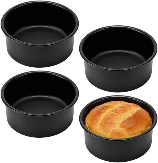 Forme per torte 4 pezzi - Cilindriche forme per la torta 16,5 x 6,5 cm - Antiscivellamento - Acciaio inossidabile - Sostenibile - Ideale per occasioni speciali. - Forme per torta