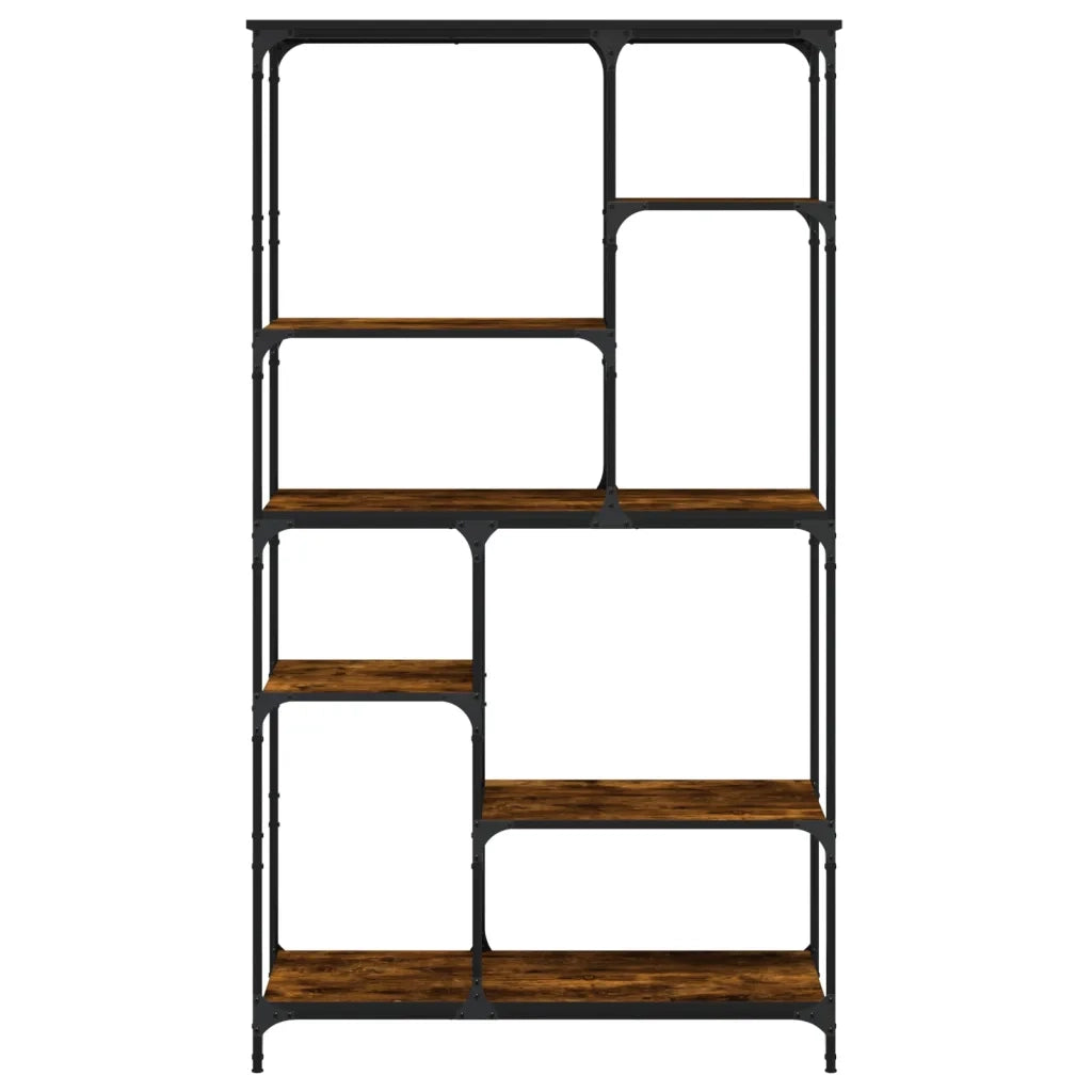 Libreria Rovere Fumo 99x35,5x176 cm Legno Multistrato e Acciaio 835411