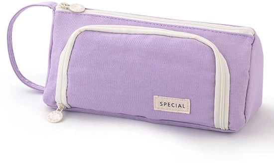 Etui per ragazze, portapenne, grande capacità per adolescenti, portapenne per scuola e ufficio (crema-rosa chiaro)