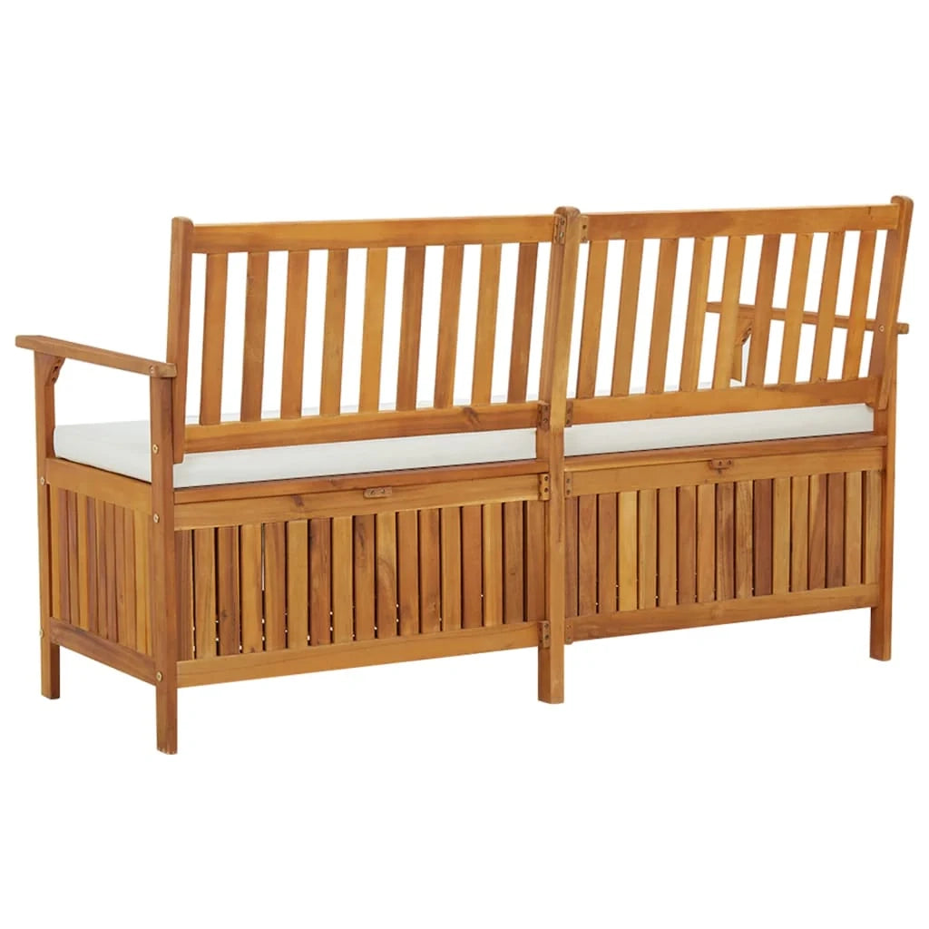 Panca da giardino mobili da esterno per patio panca contenitore da terrazza con cuscino 148 cm legno massello di acacia 02_0011798
