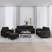 Set di Divani 4 pz con Cuscini Nero in Velluto