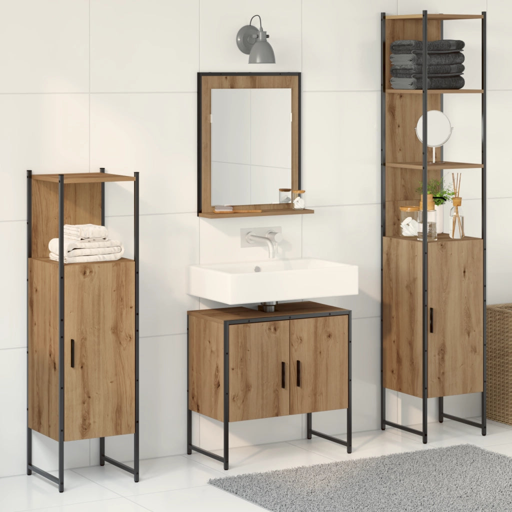 Set di mobili per bagno 4 pezzi Rovere artigianale Legno ingegnerizzato
