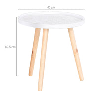 Tavolino Basso Ø40x40,5 cm in Legno e MDF Bianco