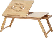 Tavolo da Notebook MCW-B81, tavolo da scrivania per notebook Tavolo da lavoro pieghevole con aperture di ventilazione, pieghevole, regolabile in altezza, in bambù