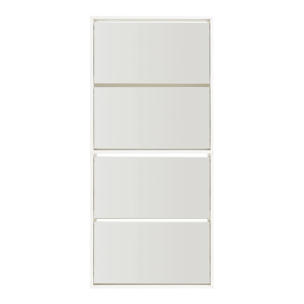 Scarpiera con 4 ante a ribalta 134 x 60 x 24 cm con specchio bianco 03_0010116