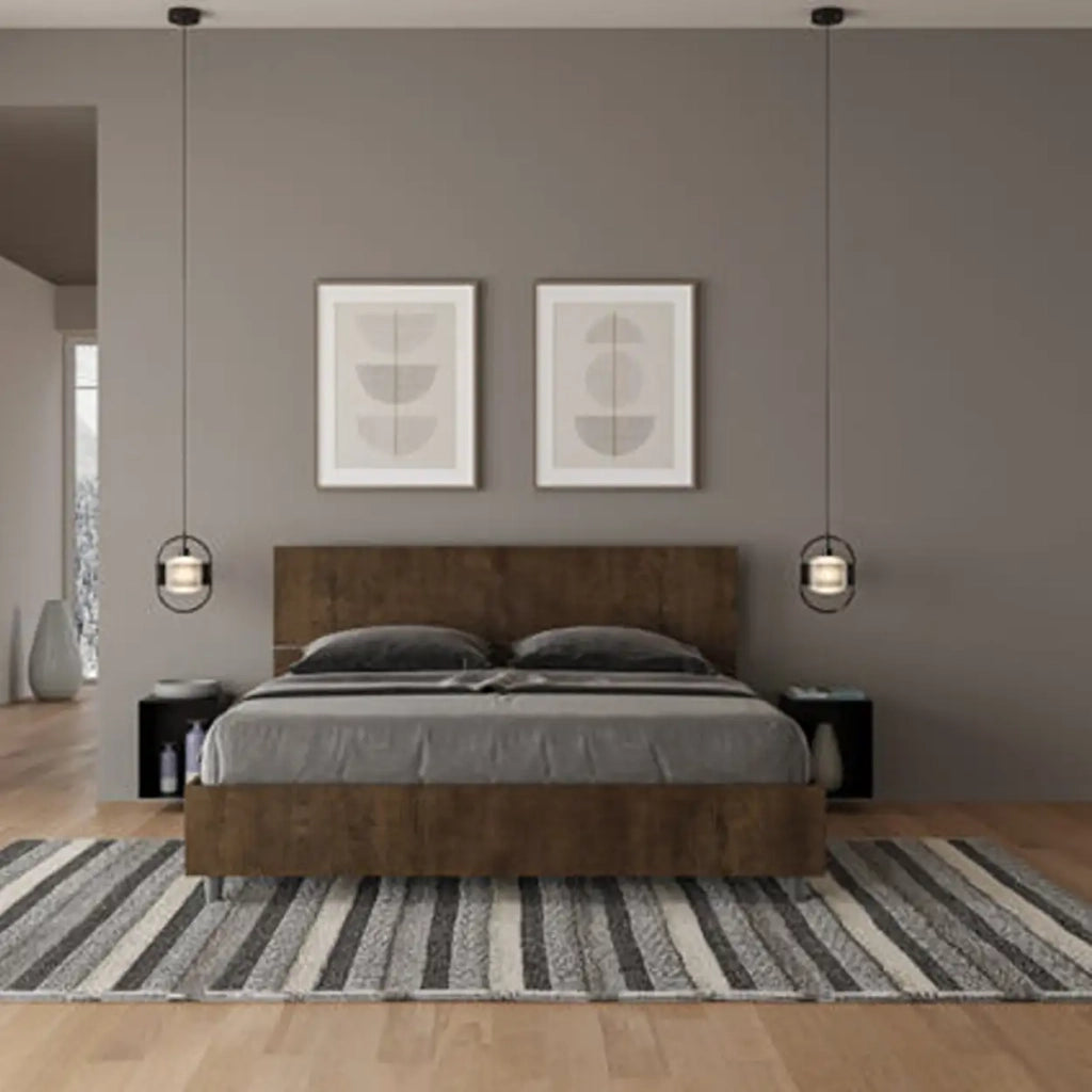 Letto matrimoniale senza rete 160x200 testata dritta noce Demas