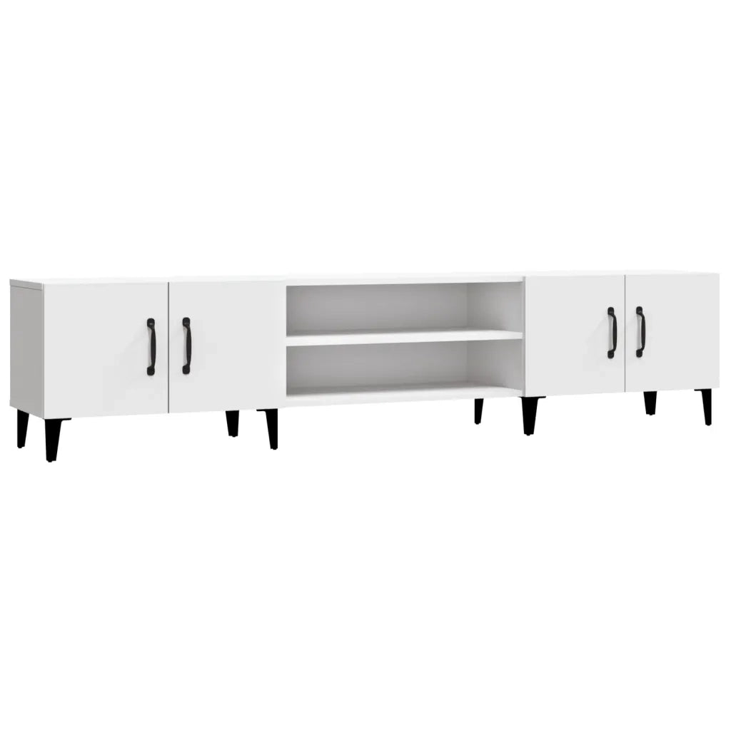 Mobile TV Bianco 180x31,5x40 cm in Legno Massello di Argilla 816264