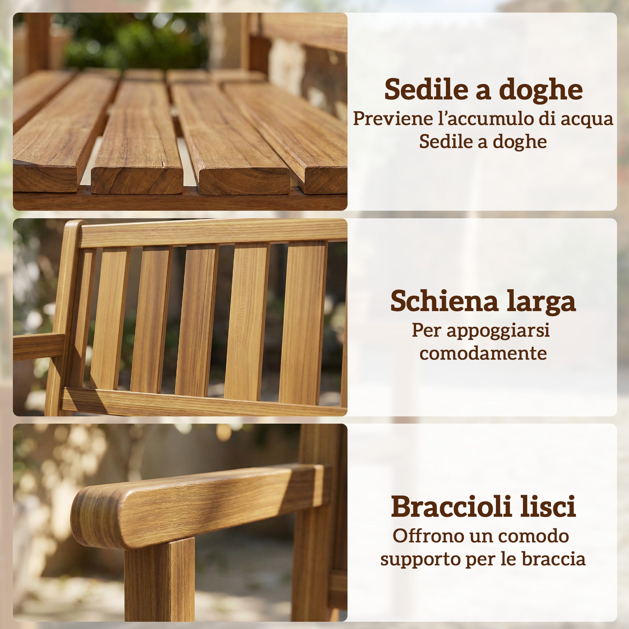 Panchina da Giardino da 2 Posti 150x57x93 cm in Legno di Abete a Doghe Color Teak