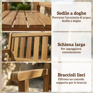 Panchina da Giardino da 2 Posti 150x57x93 cm in Legno di Abete a Doghe Color Teak