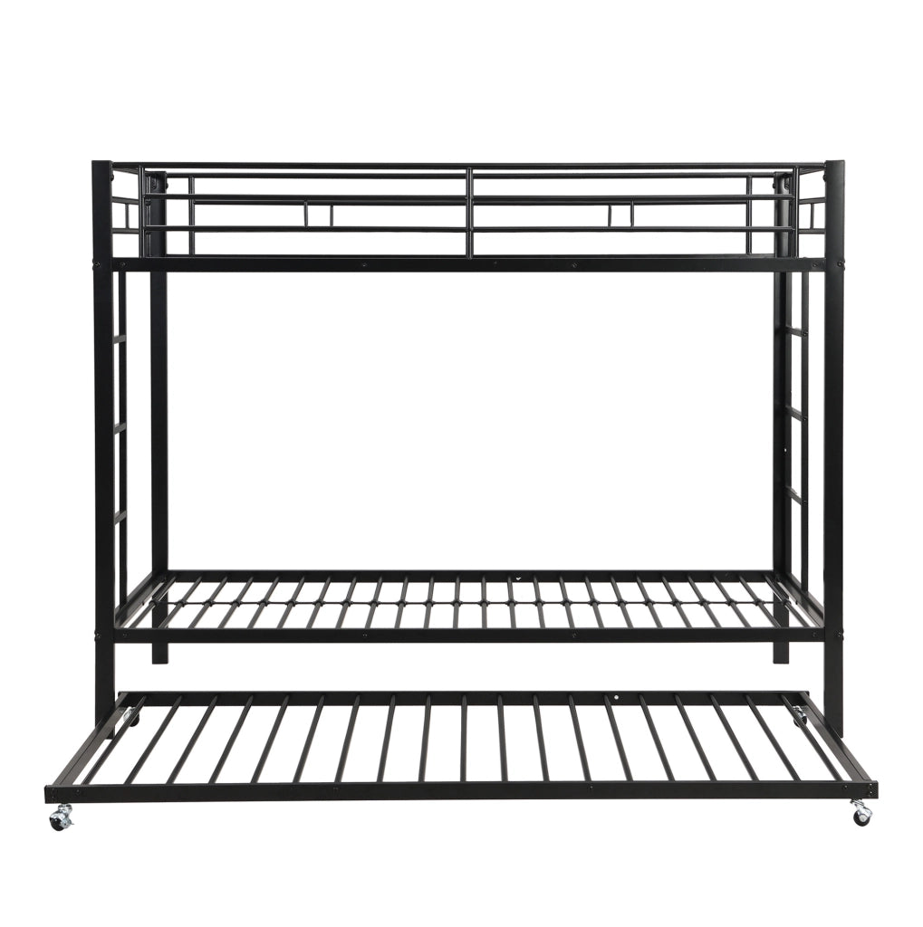 Letto a castello 90x200 cm con letto estraibile; struttura robusta; metallo; nero