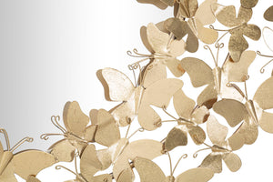Specchio Glam Butterfly Wind Ø81,5x3,5 Misura Specchio Ø55 cm in Ferro Oro
