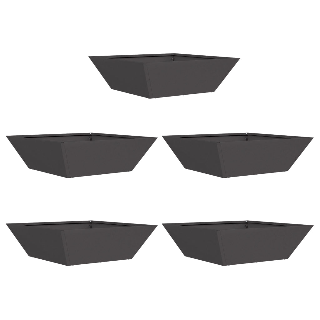 Set di Fioriere in Plastica Nera 50 x 50 x 15 cm