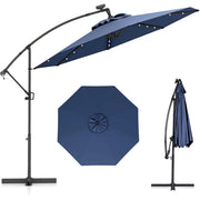 Ombrellone da giardino 300 cm con 32 luci led per piscina e altri spazi esteriori-Ombrellone girevole con inclinazione regolabile esteriori  Blu Scuro