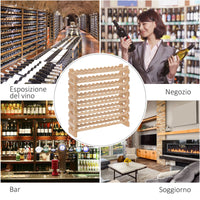 Portabottiglie  Cantinetta Vini con 8 Ripiani per 96 Bottiglie 114x28x113,5 cm in Legno di Pino
