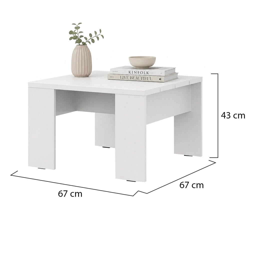 Magre, Tavolino da Salotto Forma Quadrato, 67x67x43h cm Bianco Opaco