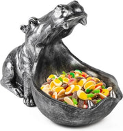 Statua di Hipopotamo in Resina per Tastiere - Statua di Hipopotamo con Bocca Grande per Decorazione di Tavolo - Moderno Boccia per Tastiere per Corridoio - Salotto - Ufficio - Regali - Decorazione - Argento - Piccola